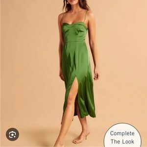 Abercrombie & Fitch High Slit Midi Dress in Green XS Petite